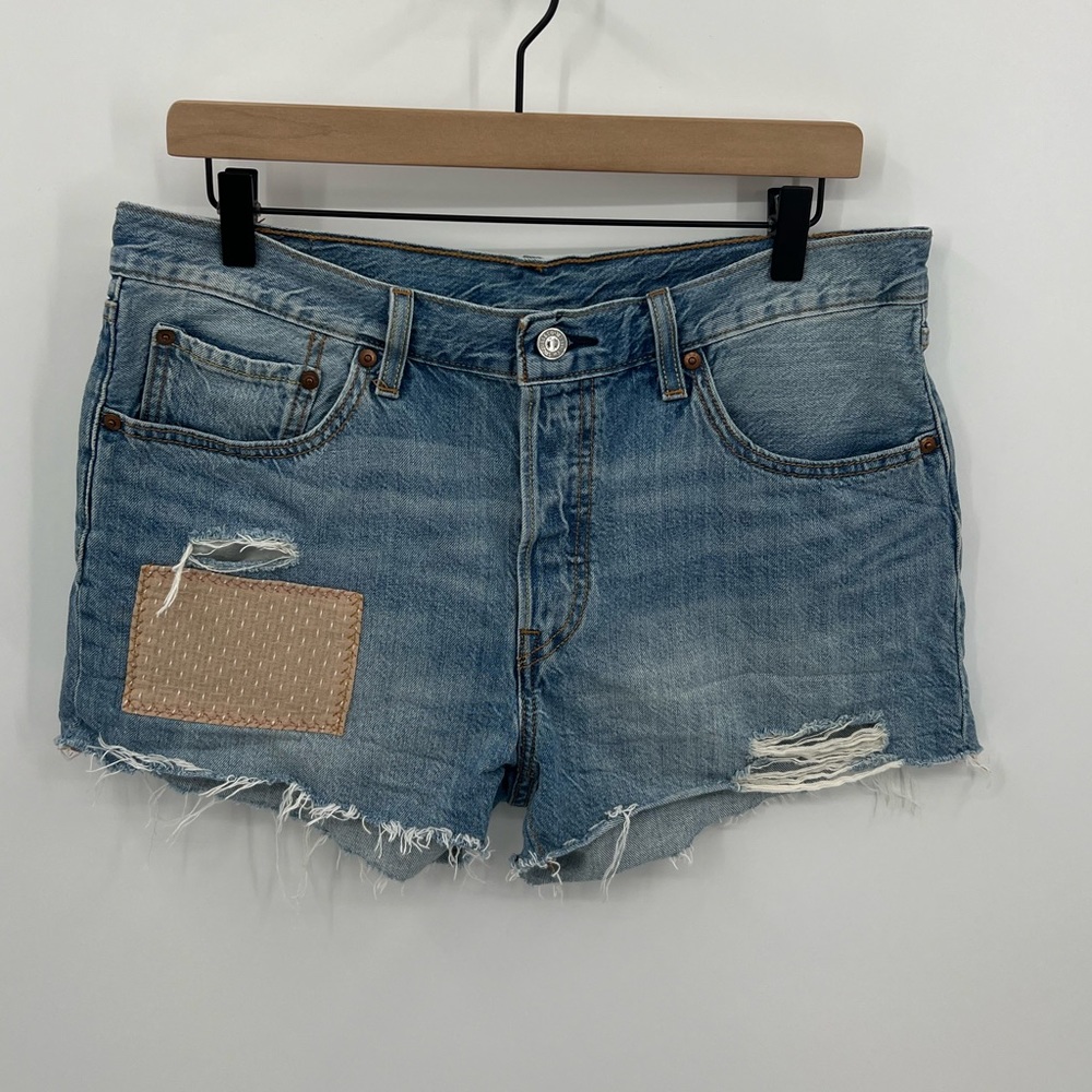 Levi’s 501 patchwork cut off shorts